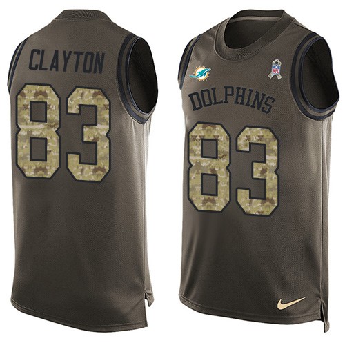 Men's Limited Mark Clayton Nike Jersey Green - #83 Salute to Service Tank Top NFL Miami Dolphins